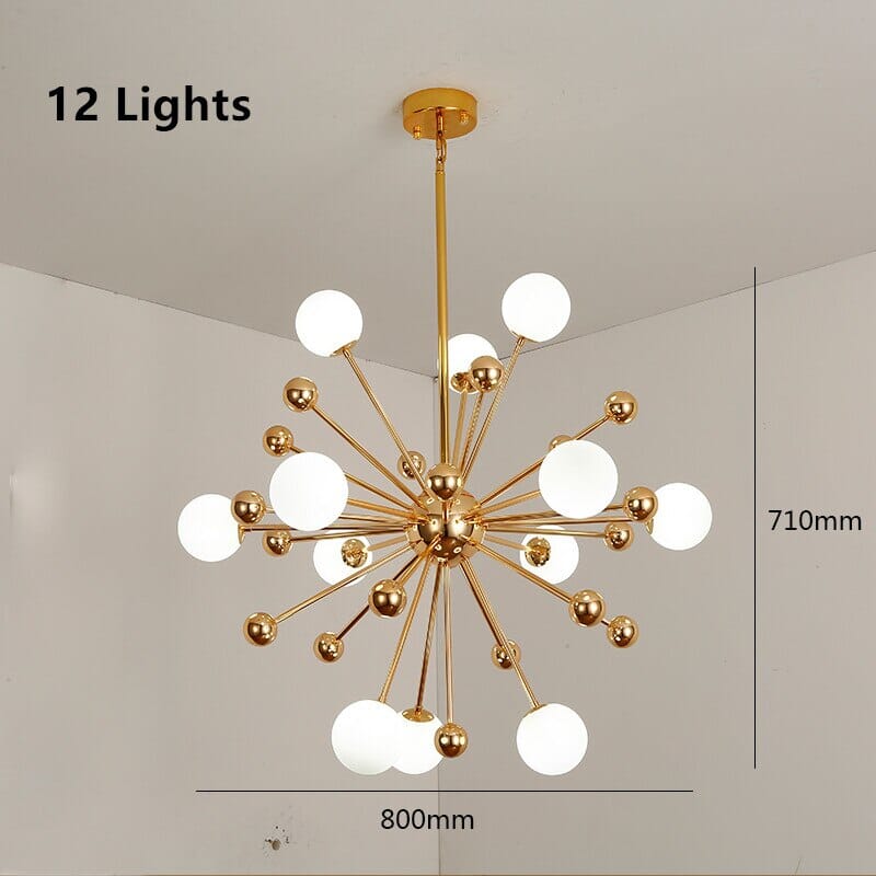 LumaOrb Golden Globe Acrylic Sputnik Ceiling Chandelier