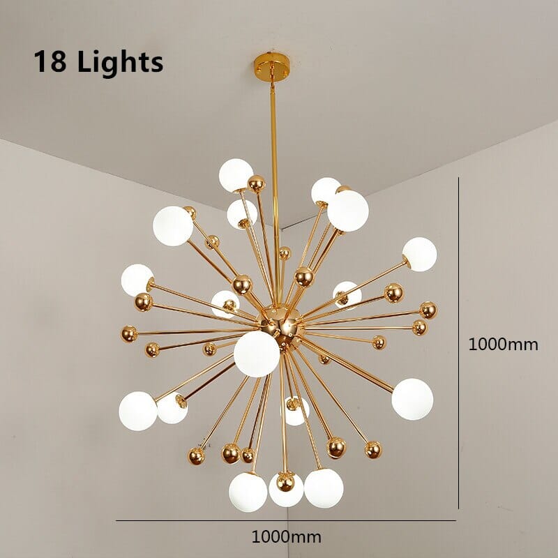 LumaOrb Golden Globe Acrylic Sputnik Ceiling Chandelier