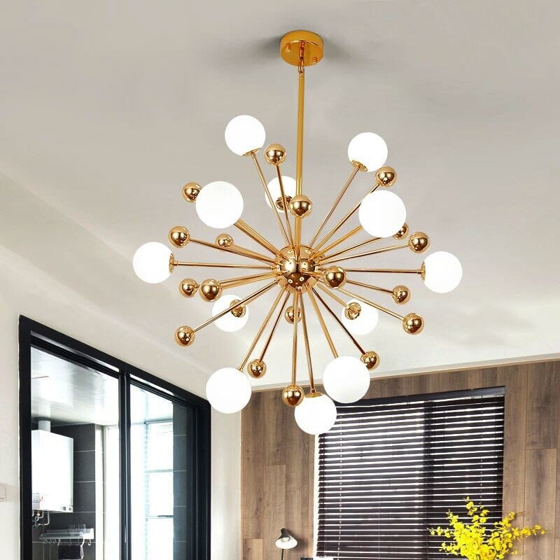 LumaOrb Golden Globe Acrylic Sputnik Ceiling Chandelier