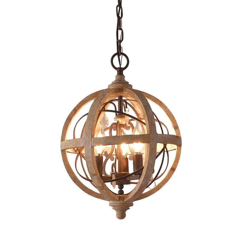 Lampadario in legno Heritage Grain con dettagli ornamentali di Ardent Home