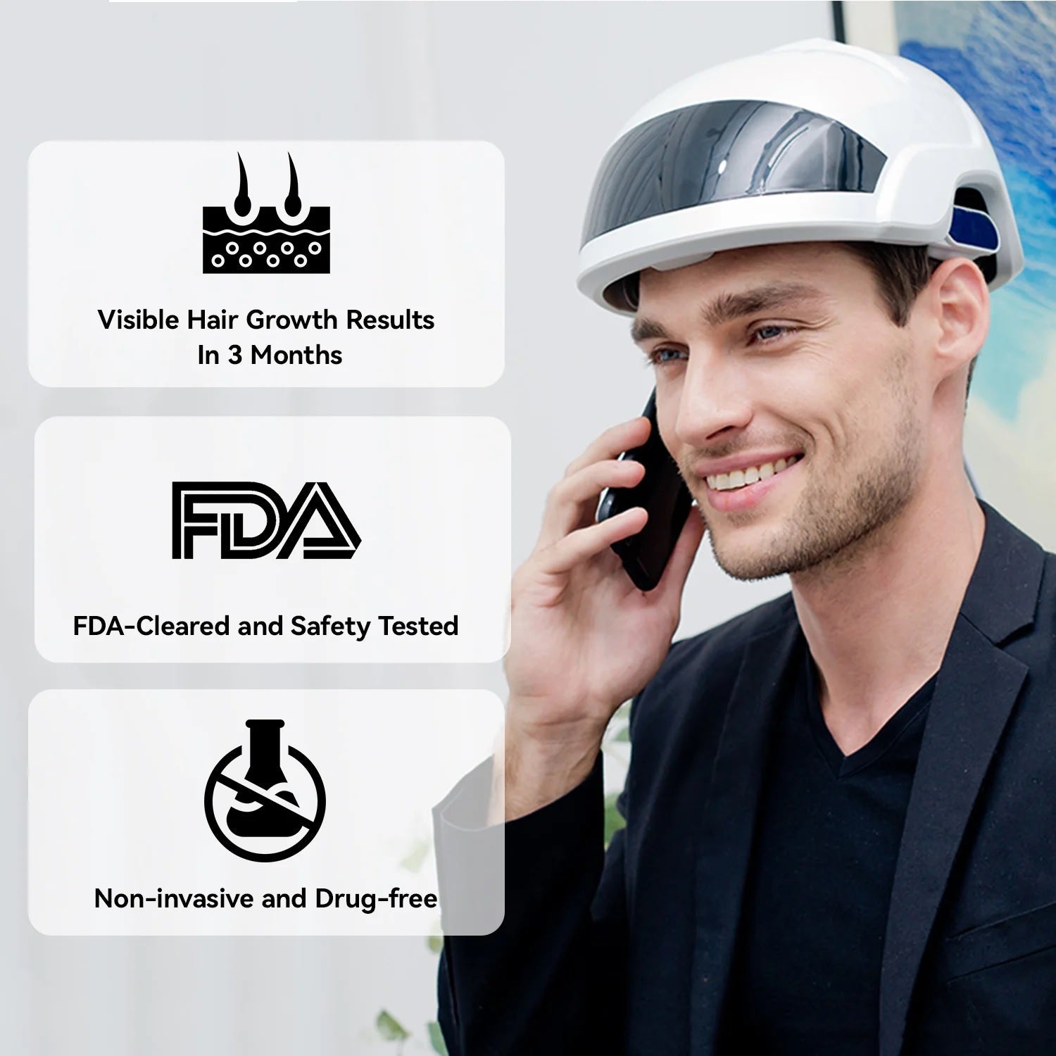 کلاهک رشد مو نوافولیکول LED - لیزر کم‌توان تایید شده توسط FDA