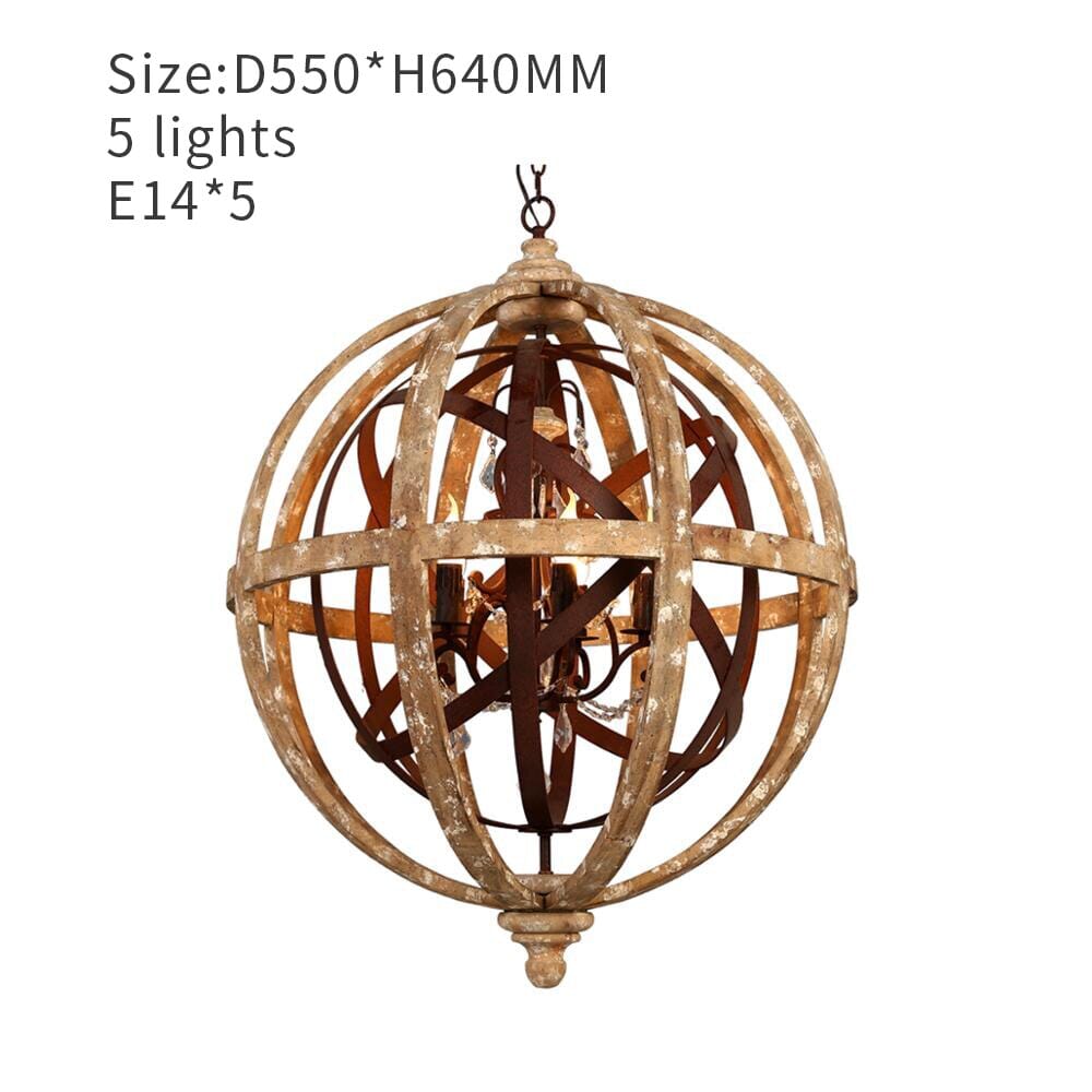 Lampadario in legno Heritage Grain con dettagli ornamentali di Ardent Home