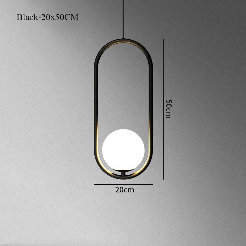 Nordra Orb Sphere Pendant Light With Minimalist Ring Encircling Snow White Sphere