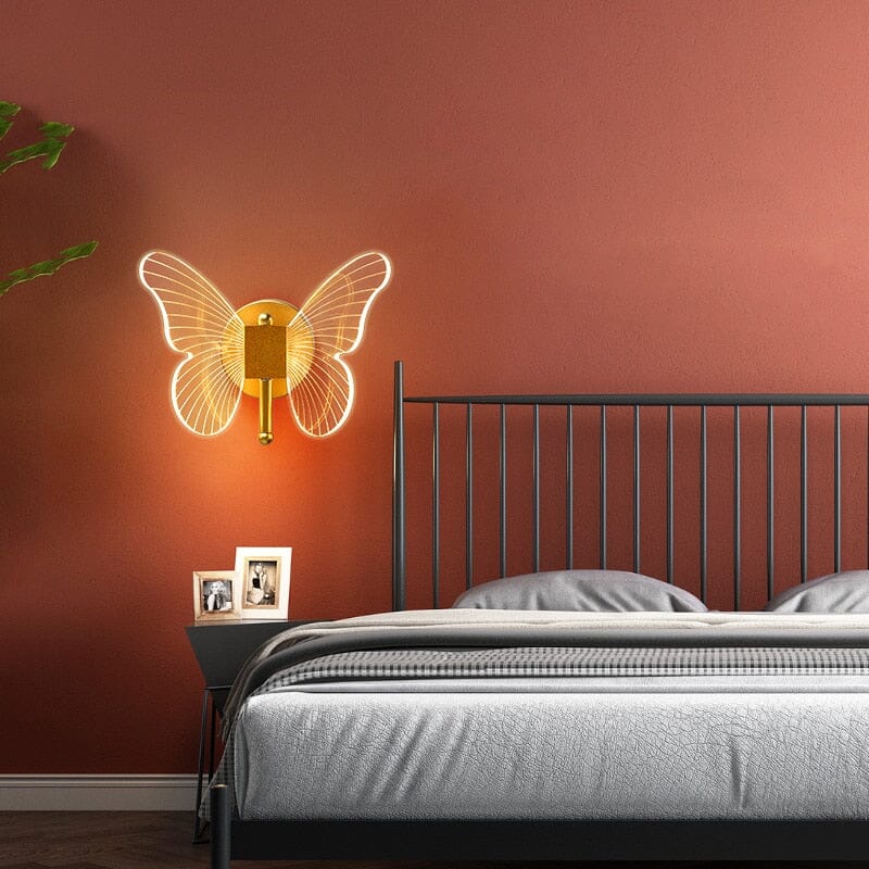 LED motýlí nástěnné světlo s jednoduchou instalací a přiloženým montážním materiálem