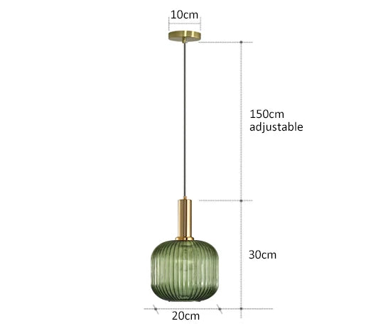 Levande retro glaspendellampa med LED för vardagsrum och sovrum
