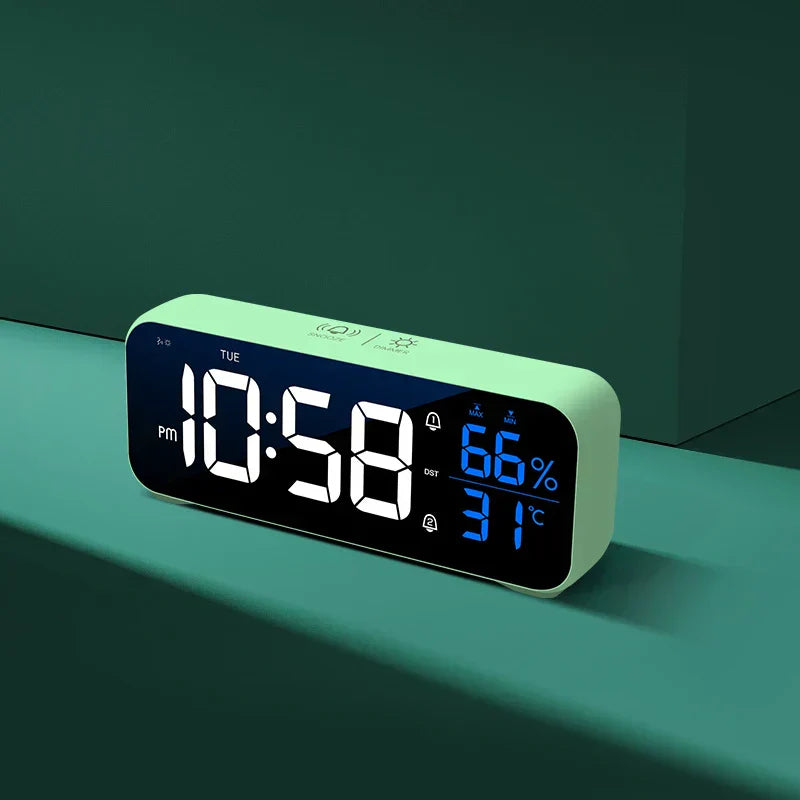 NovaDesk LED Clock with Alarm Music and Voice Control