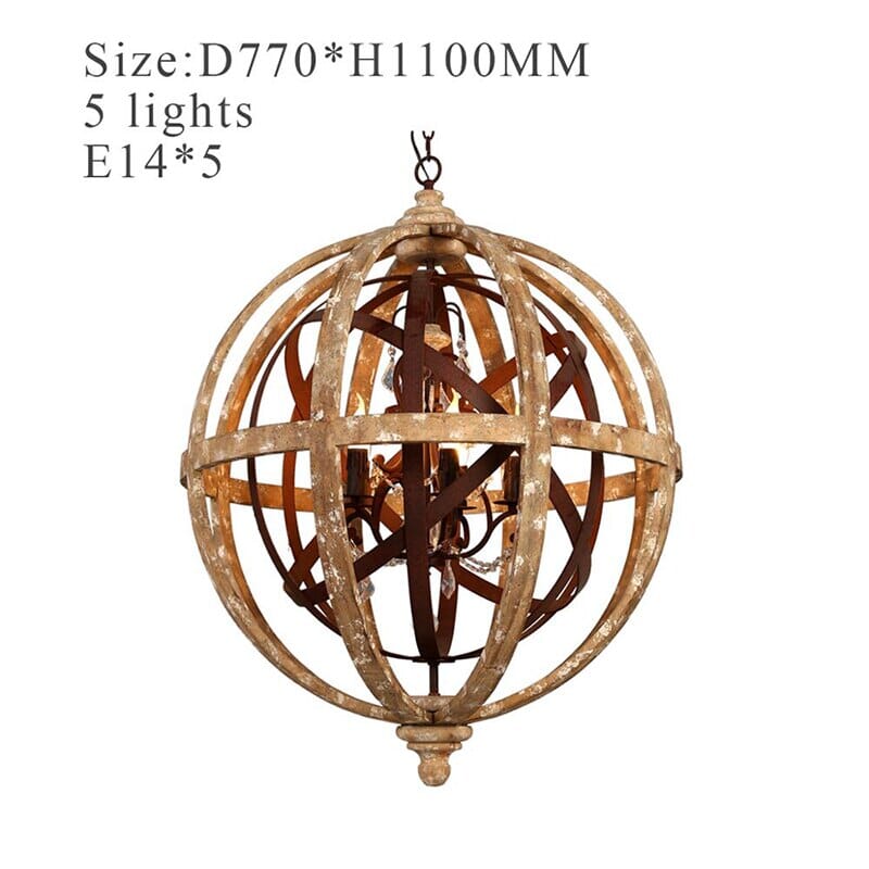 Lampadario in legno Heritage Grain con dettagli ornamentali di Ardent Home