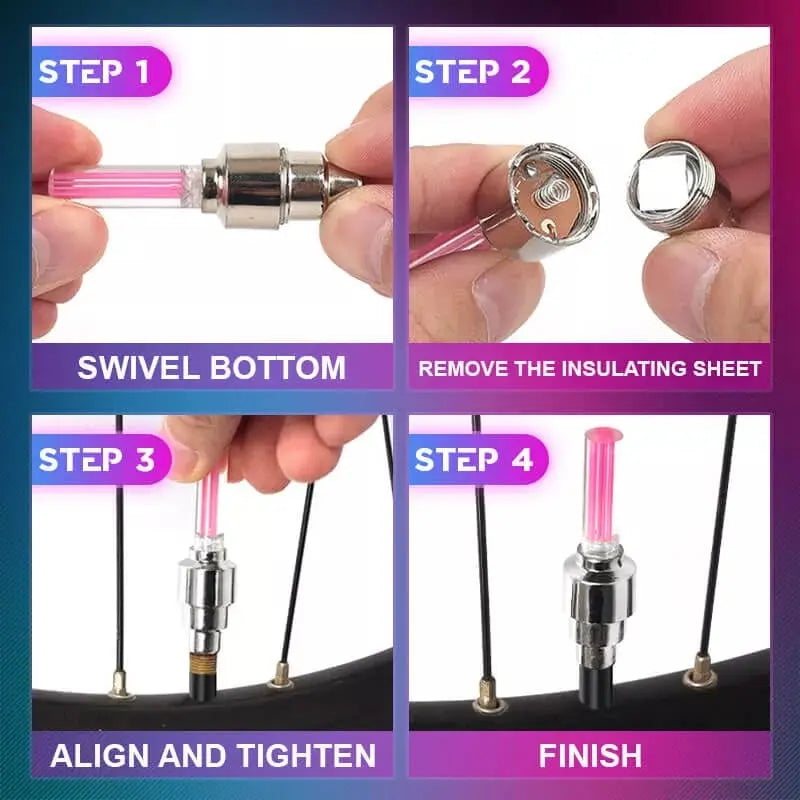 LumaGlow LED Valve Lights for Bicycles, Ideal for Night Rides