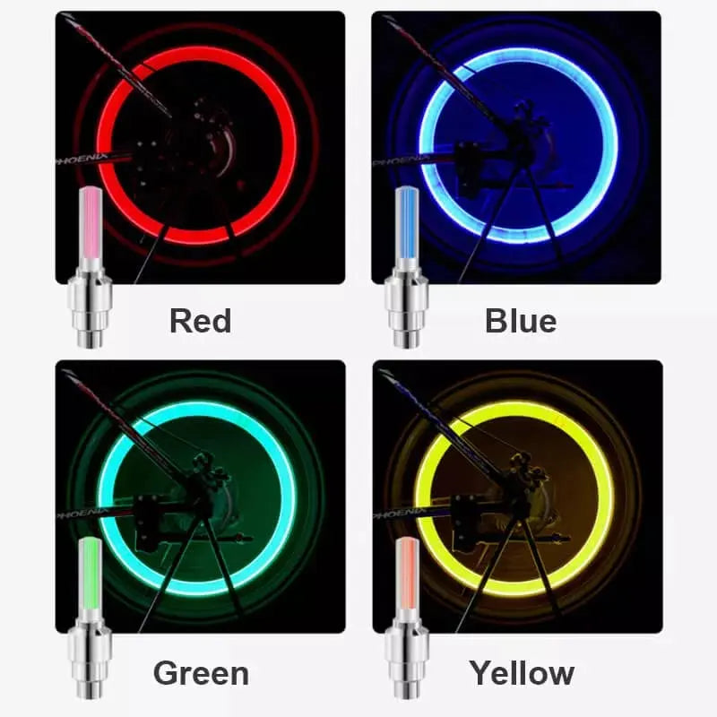 LumaGlow LED Valve Lights for Bicycles, Ideal for Night Rides