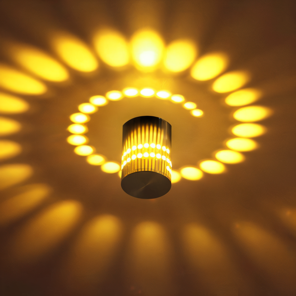 VeloSpiral Cylindrical Led Wall Light With Colorful Spiral Pattern