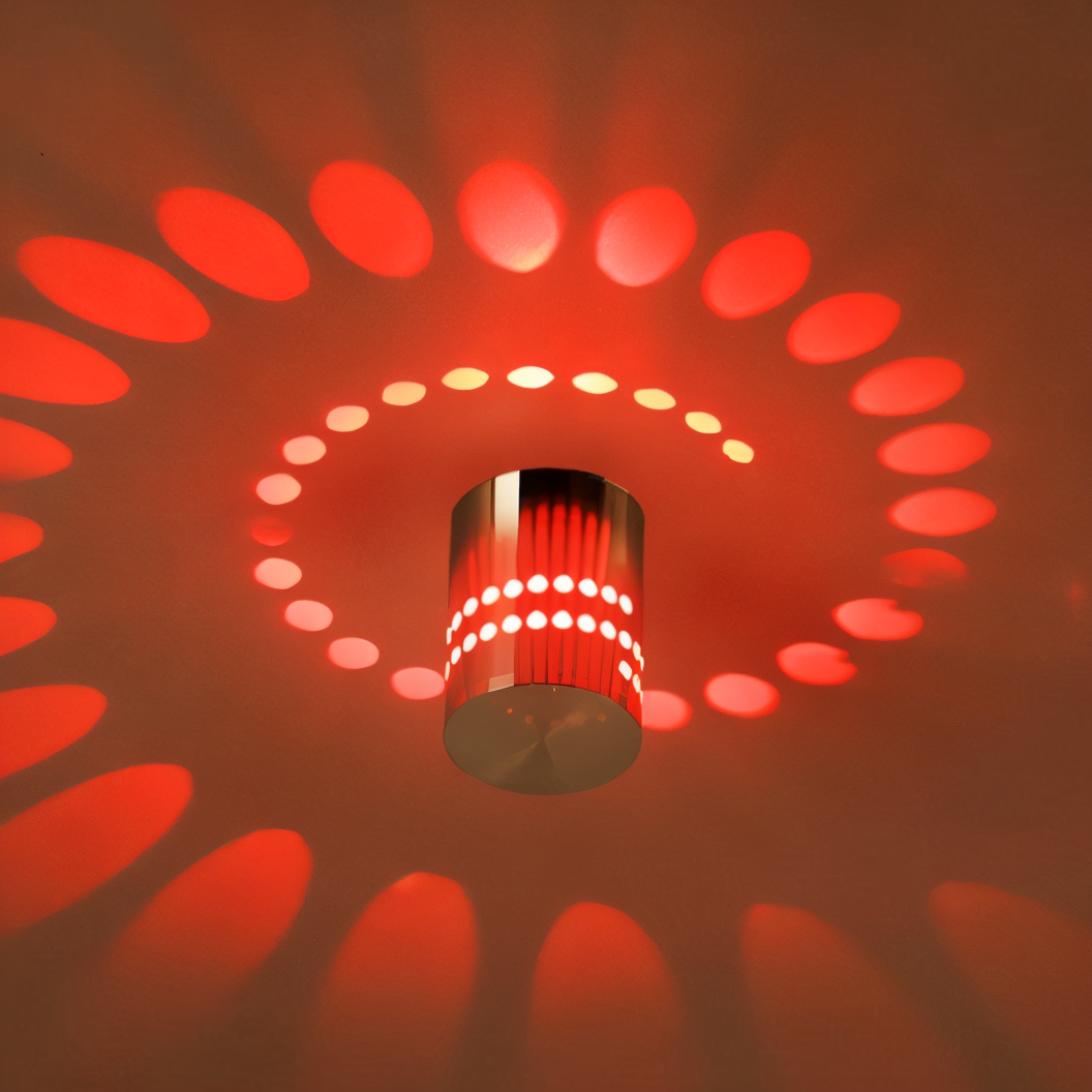 VeloSpiral Cylindrical Led Wall Light With Colorful Spiral Pattern