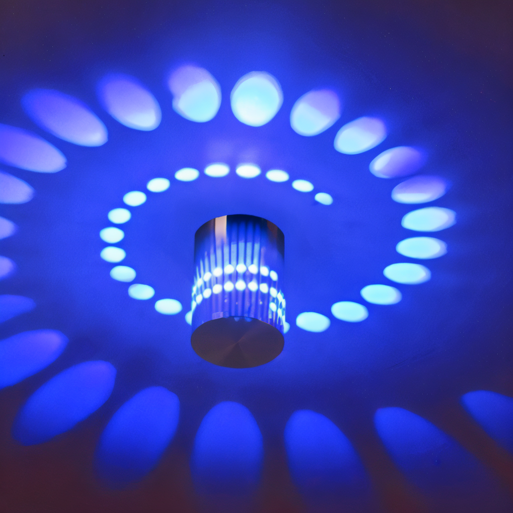 VeloSpiral Cylindrical Led Wall Light With Colorful Spiral Pattern