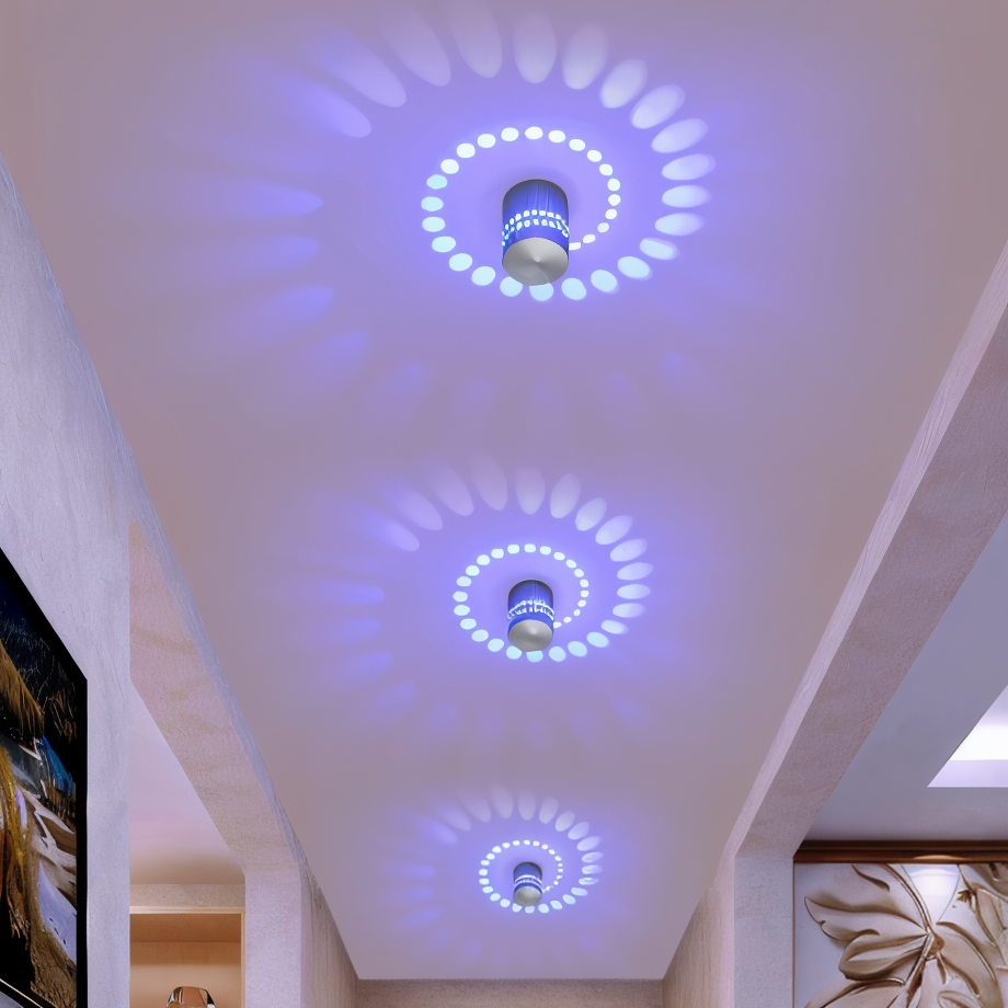VeloSpiral Cylindrical Led Wall Light With Colorful Spiral Pattern