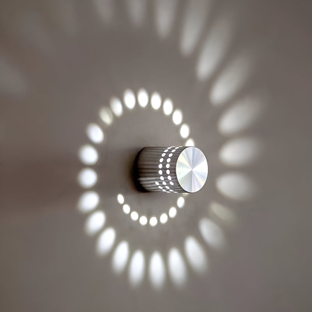 VeloSpiral Cylindrical Led Wall Light With Colorful Spiral Pattern