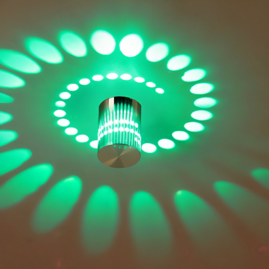VeloSpiral Cylindrical Led Wall Light With Colorful Spiral Pattern
