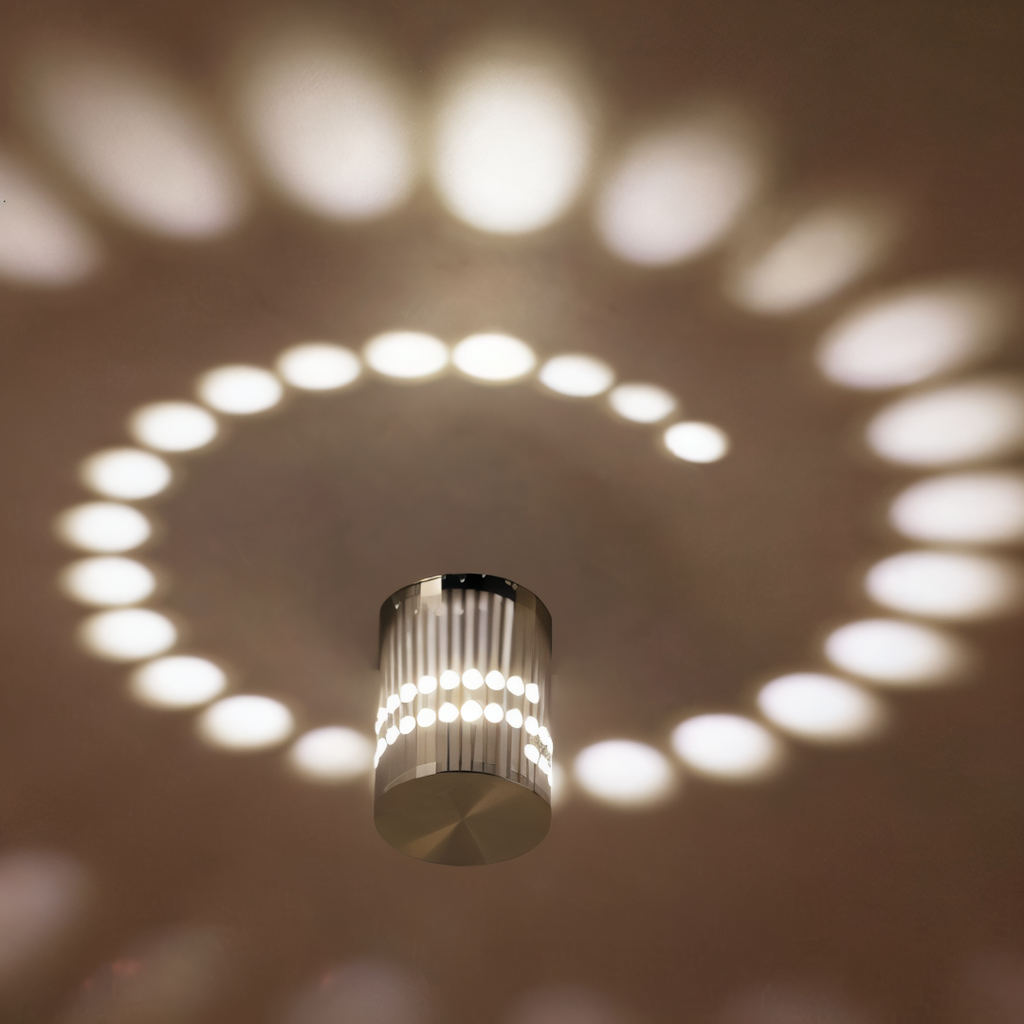 VeloSpiral Cylindrical Led Wall Light With Colorful Spiral Pattern