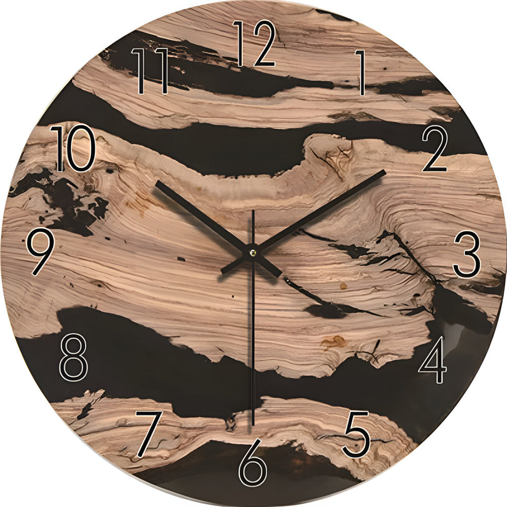 LyraOak Minimalist Wooden Wall Clock With Silent Quartz Movement