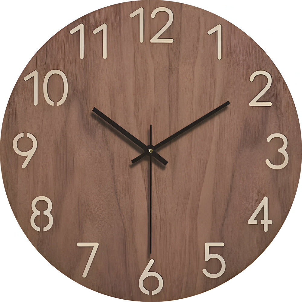 LyraOak Minimalist Wooden Wall Clock With Silent Quartz Movement