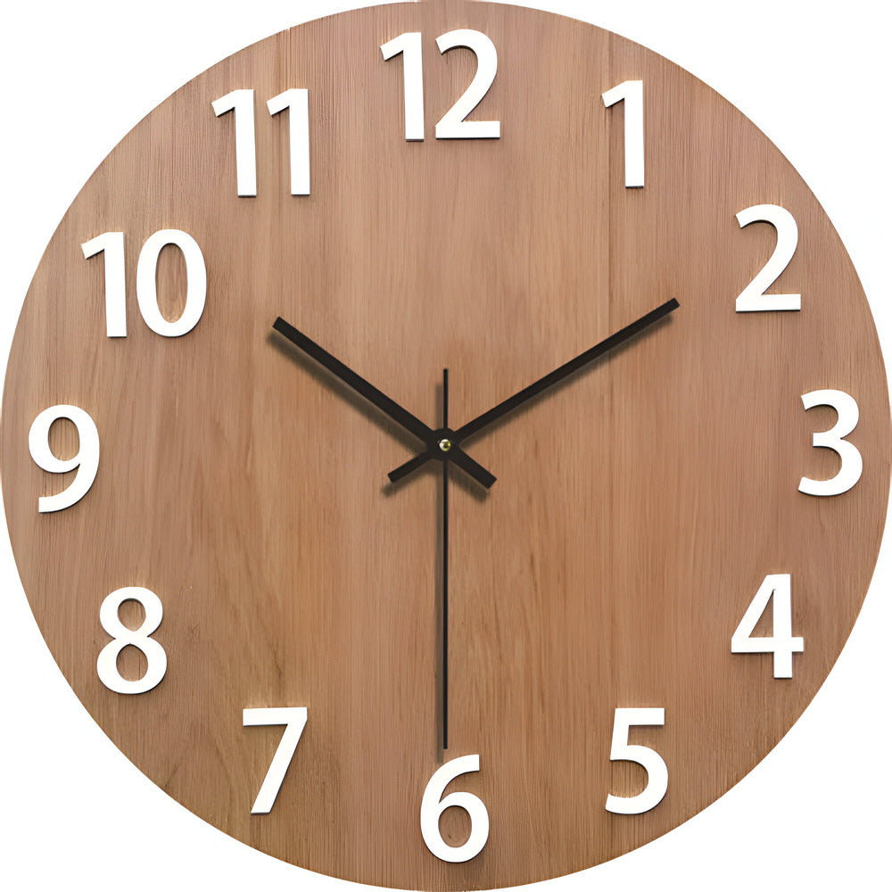 LyraOak Minimalist Wooden Wall Clock With Silent Quartz Movement