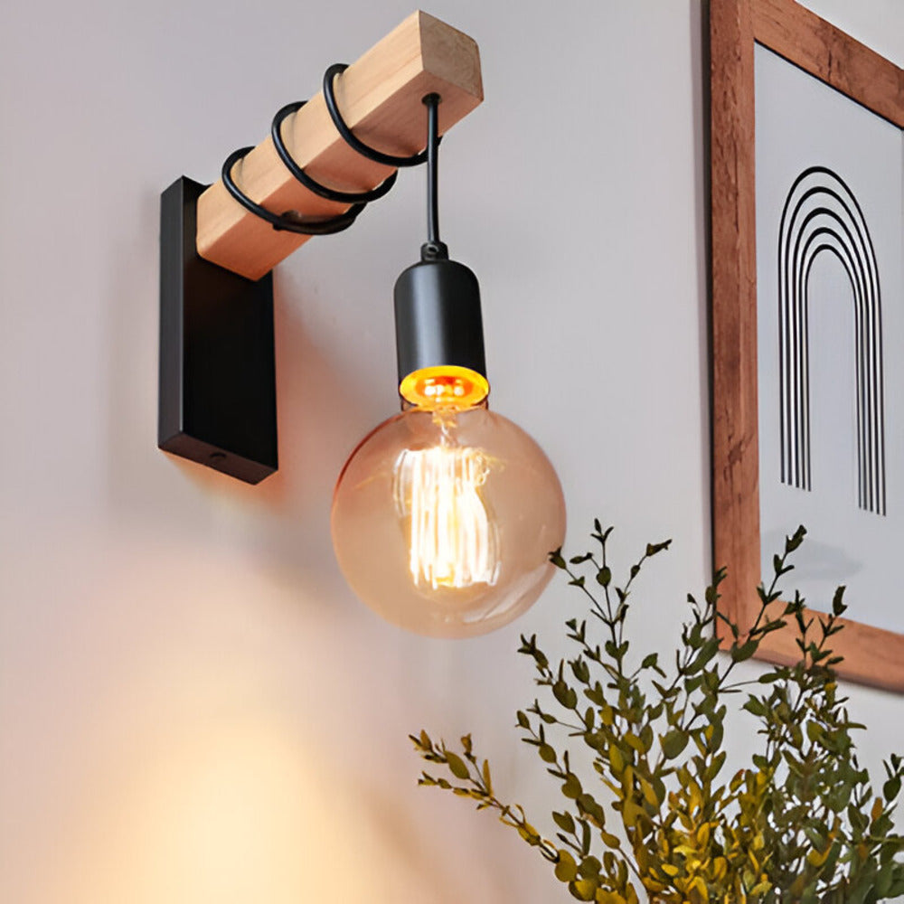 Wyther Rustic Wood LED Wall Light With Warm Ambient Glow