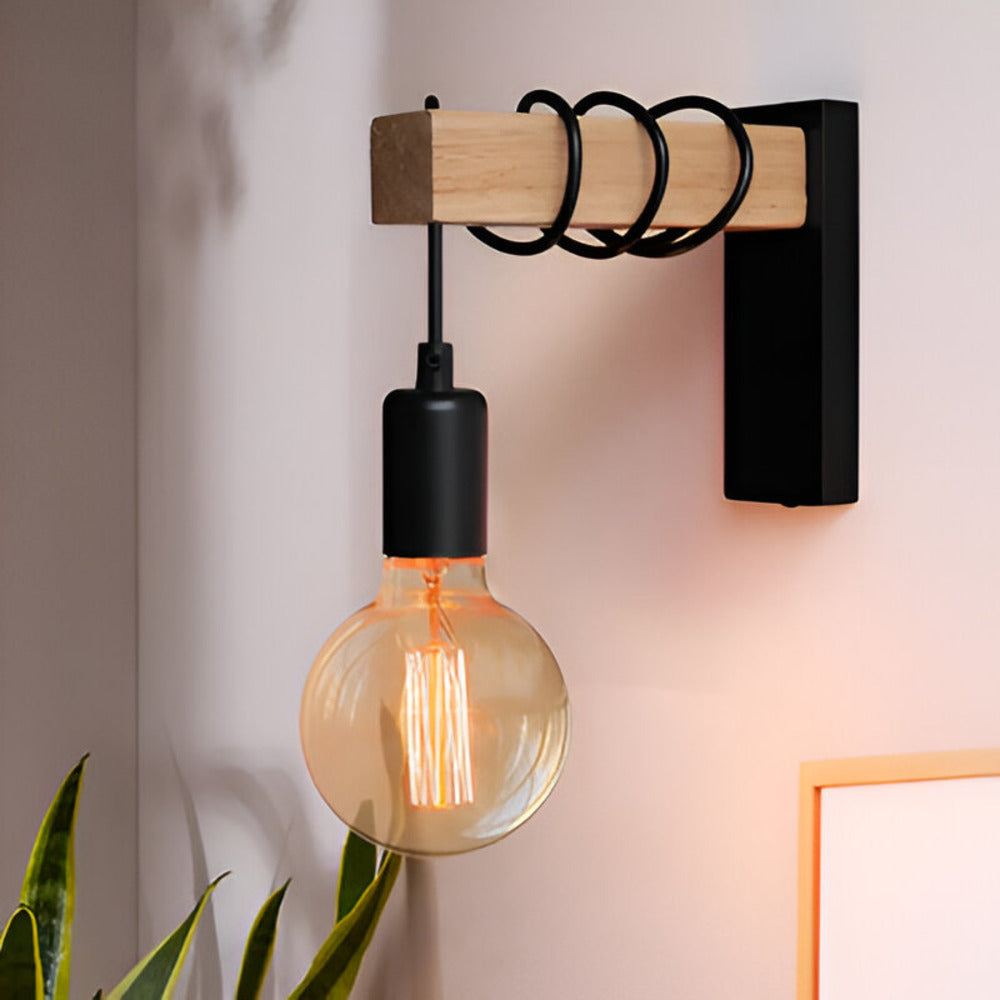 Wyther Rustic Wood LED Wall Light With Warm Ambient Glow