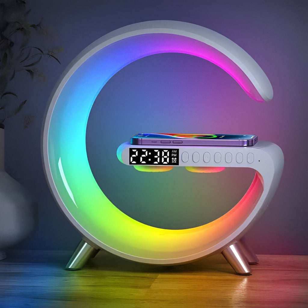 KairoNova G Shape Nightstand Lamp With Wireless Charging And Clock