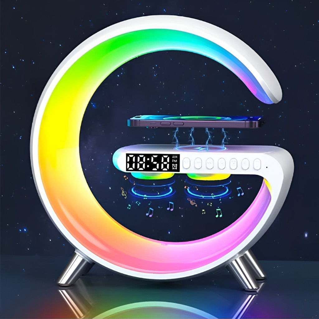KairoNova G Shape Nightstand Lamp With Wireless Charging And Clock
