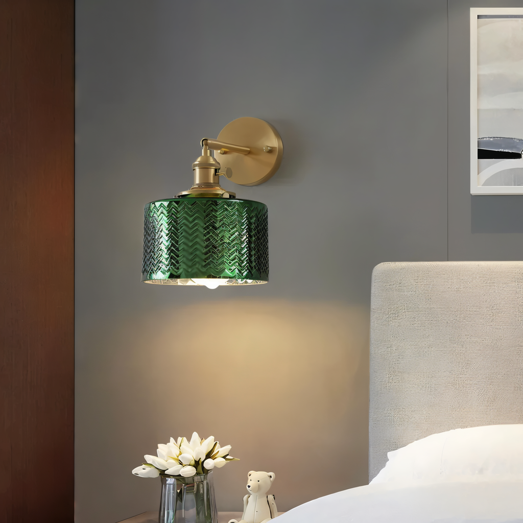 Aureli Adjustable LED Wall Light With Ribbed Glass