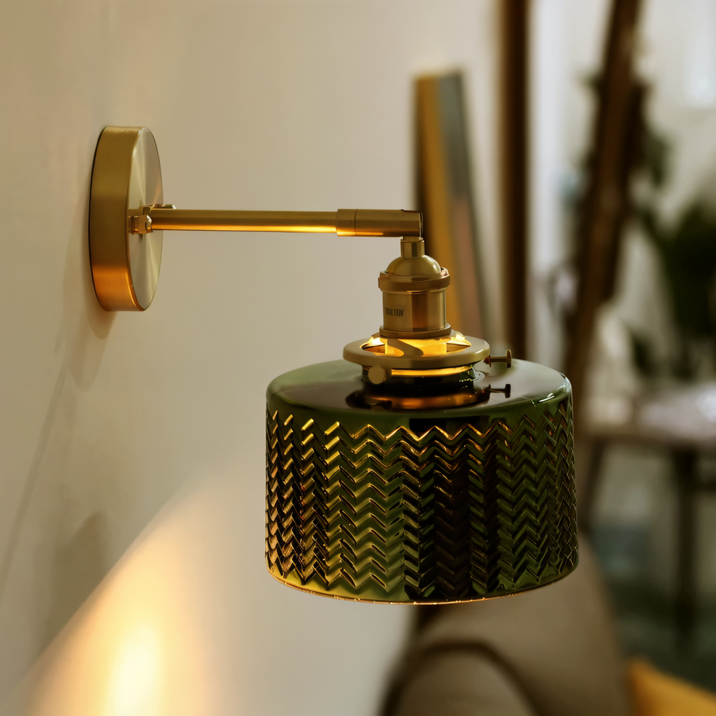 Aureli Adjustable LED Wall Light With Ribbed Glass