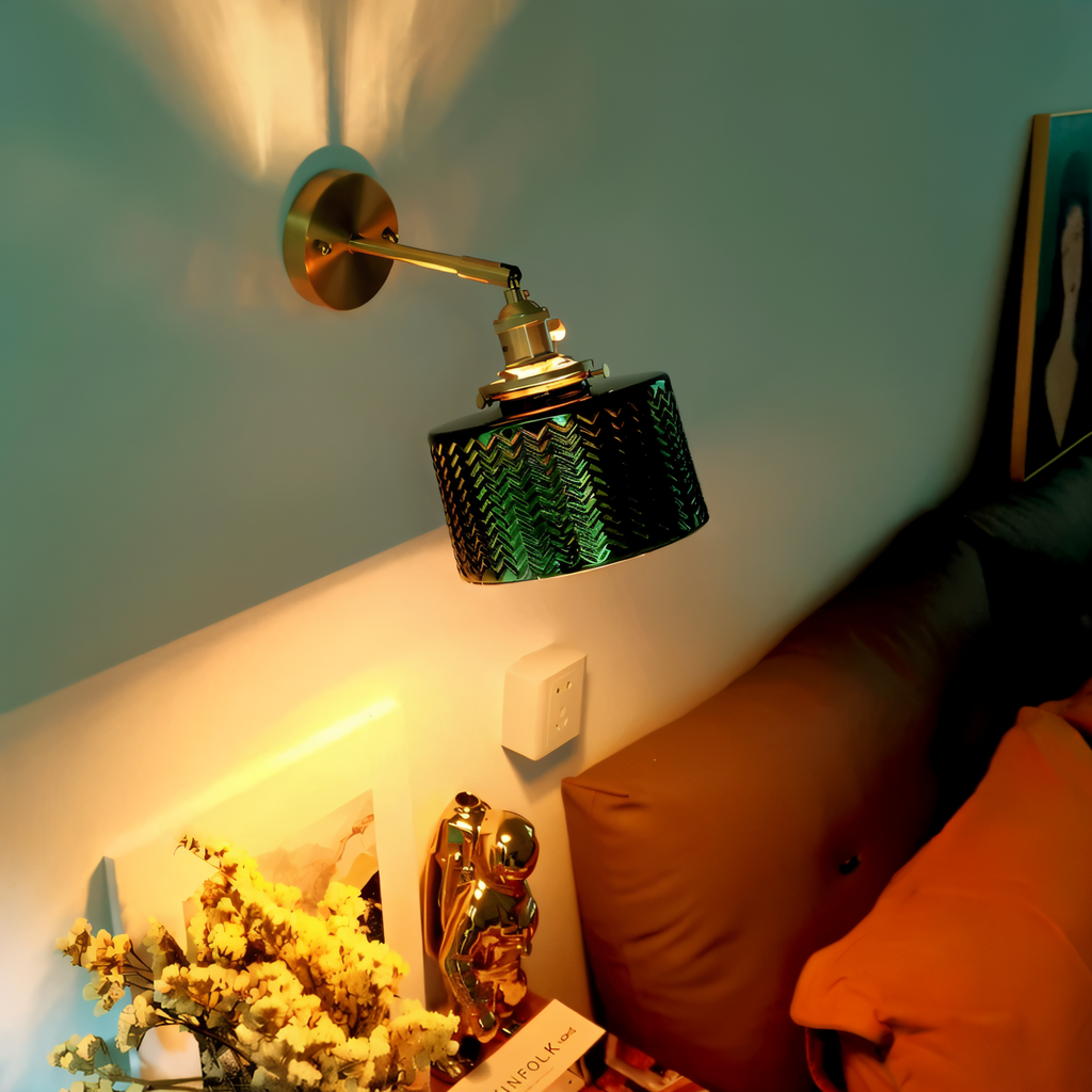 Aureli Adjustable LED Wall Light With Ribbed Glass