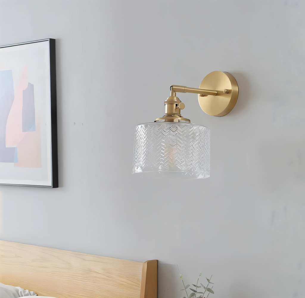 Aureli Adjustable LED Wall Light With Ribbed Glass