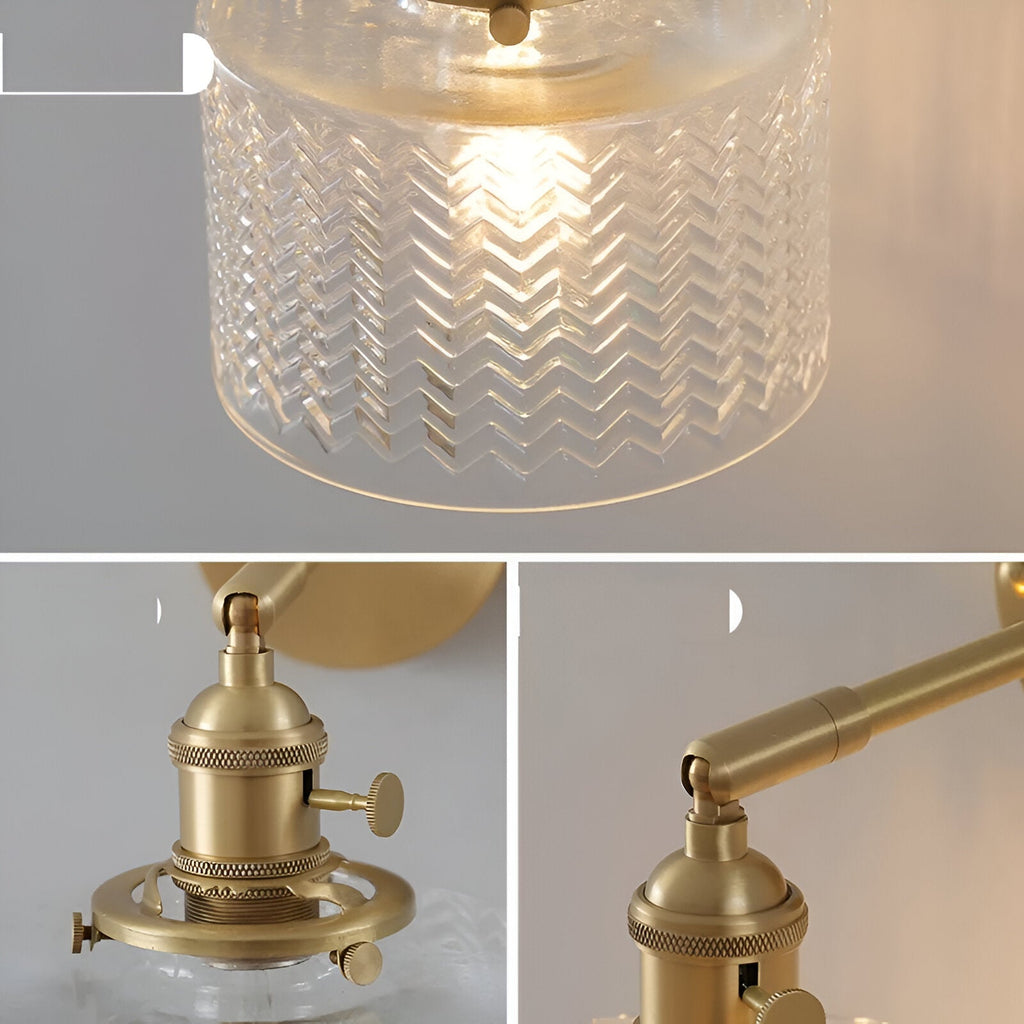 Aureli Adjustable LED Wall Light With Ribbed Glass