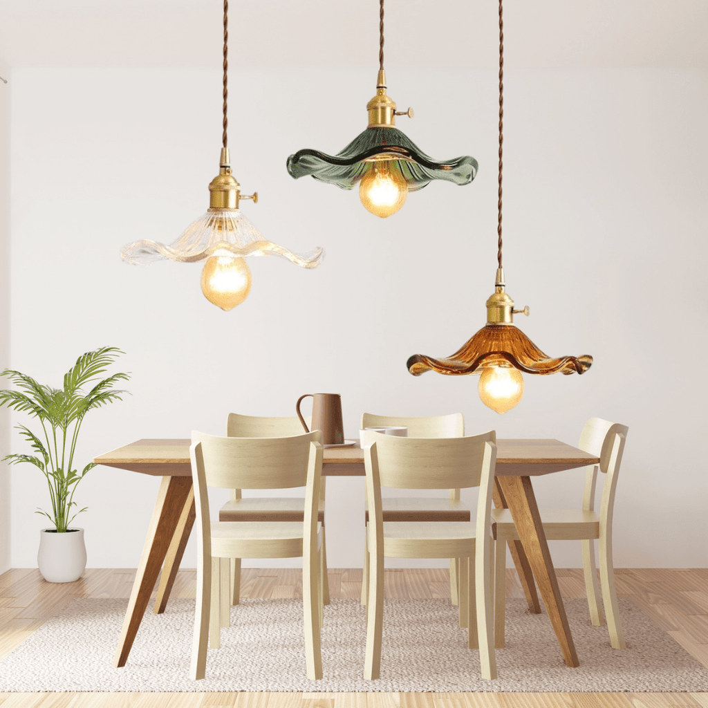 Lámparas colgantes de vidrio Lyra con forma de flor para decoración nórdica en sala de estar