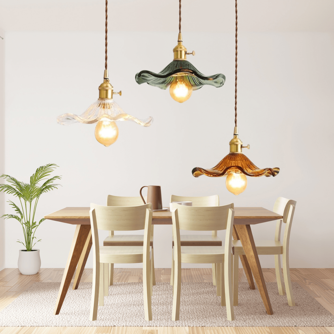 Lámparas colgantes de vidrio Lyra con forma de flor para decoración nórdica en sala de estar