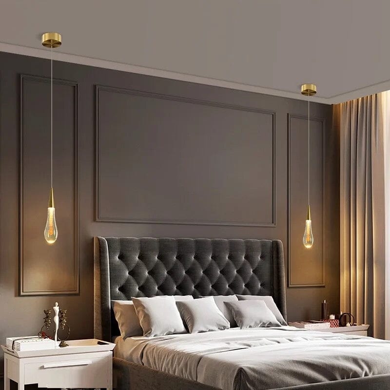 Aurelia Golden Droplet Pendant Light with Crystal Glow