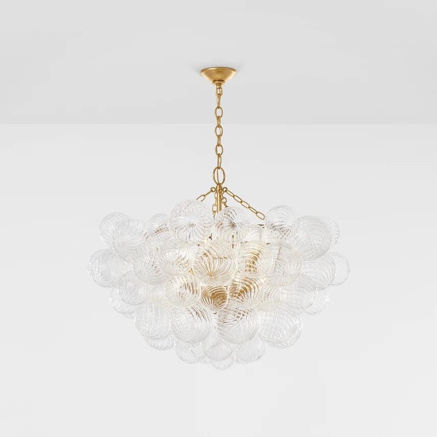 Luminix Bubble Chandelier with Ribbed Glass and Gold Finish