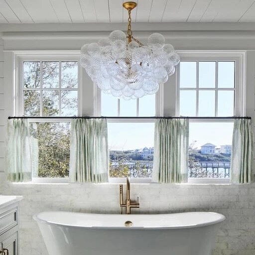 Luminix Bubble Chandelier with Ribbed Glass and Gold Finish