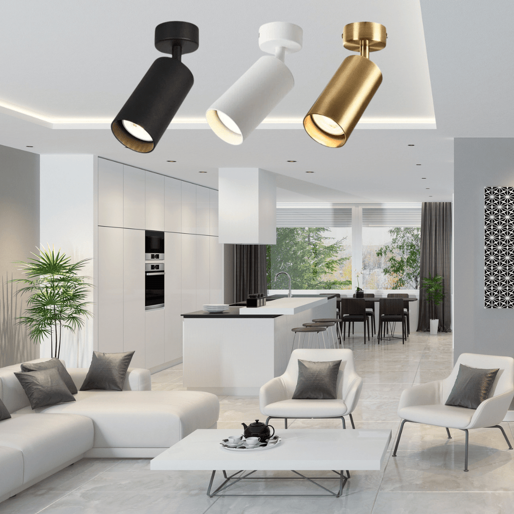 Lámpara de techo con foco LED ajustable LumaraFlex con cabezales giratorios