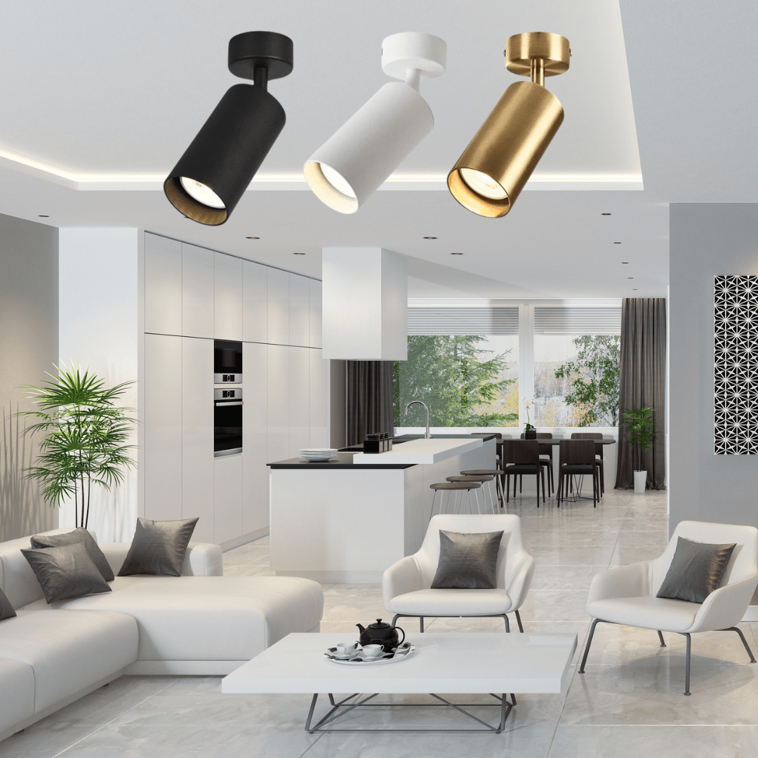 Lámpara de techo con foco LED ajustable LumaraFlex con cabezales giratorios