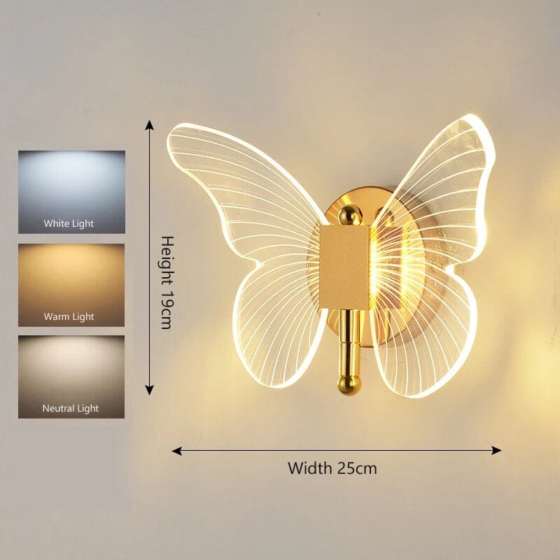 LED motýlí nástěnné světlo s jednoduchou instalací a přiloženým montážním materiálem