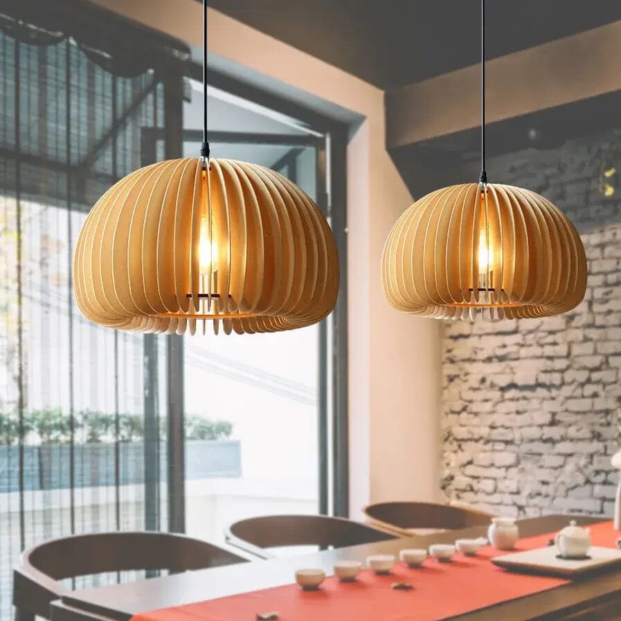 Lampada a Sospensione Zucca Rustica LumenOak con Altezza Regolabile Ideale per Sale da Pranzo