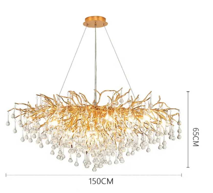 Bronze Kristall Wassertropfen Anhänger Kronleuchter mit LED E27 Lampen