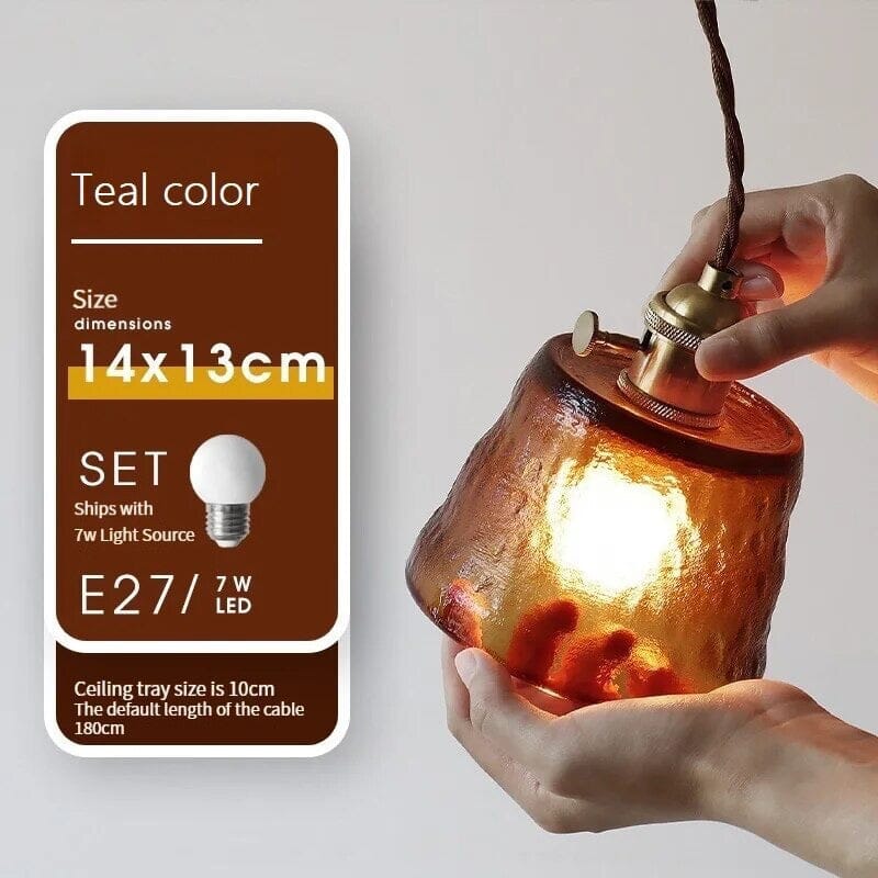 Lumera Copper Glass Pendant Light With LED Illumination