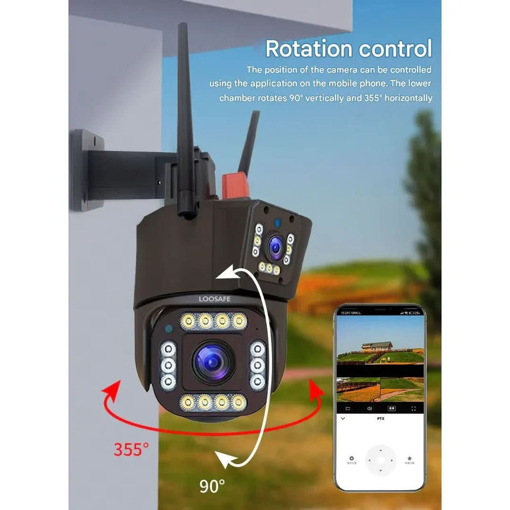 Telecamera di Sicurezza Wireless NovaGuard Solar 4K con Pannello Solare e Vista a 360 Gradi