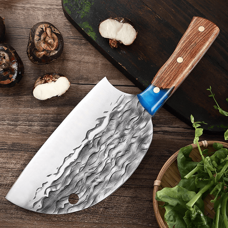 Ardent Cleaver Knife Handmade Limited Edition Caveman Damascus Resin Blade