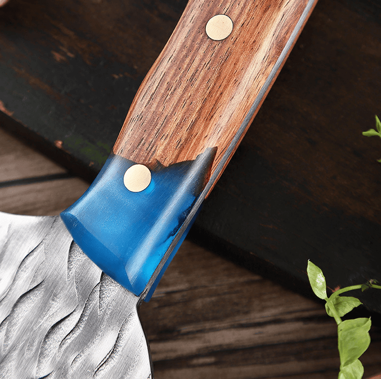 Ardent Cleaver Knife Handmade Limited Edition Caveman Damascus Resin Blade
