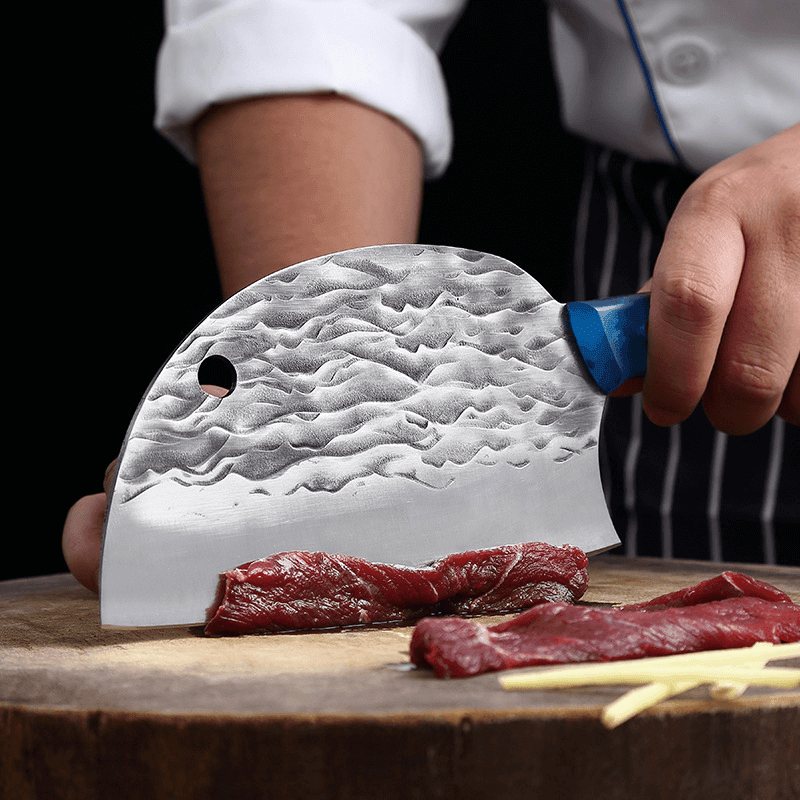 Ardent Cleaver Knife Handmade Limited Edition Caveman Damascus Resin Blade