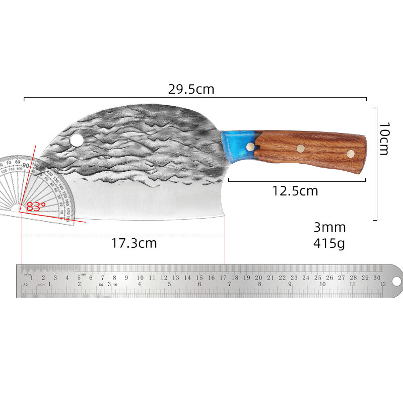 Ardent Cleaver Knife Handmade Limited Edition Caveman Damascus Resin Blade