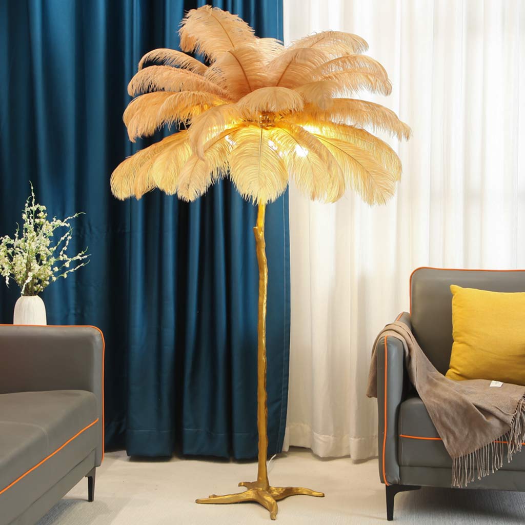 Ostrich Feather Floor Lamp For Living Room Decor Accent Piece