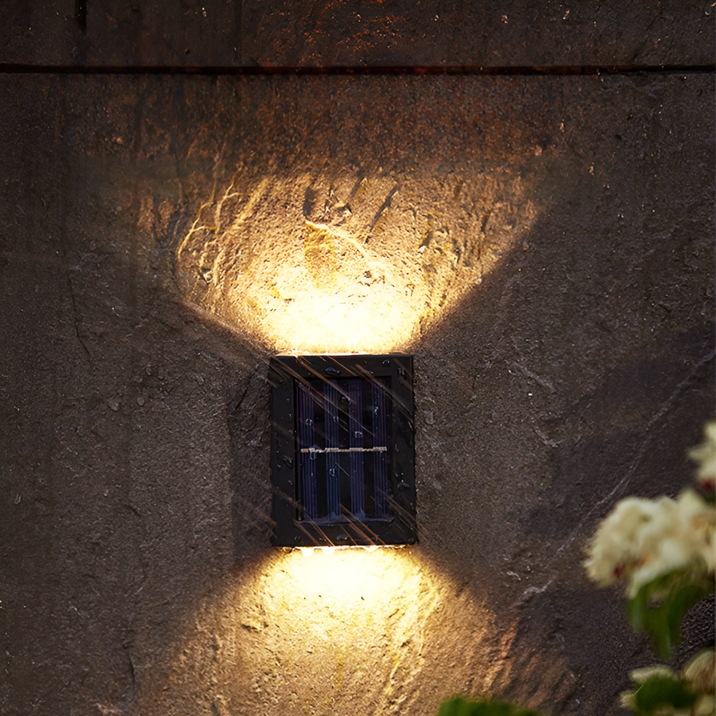 AstraLume Solar Outdoor LED Wall Light IP65 Waterproof Black